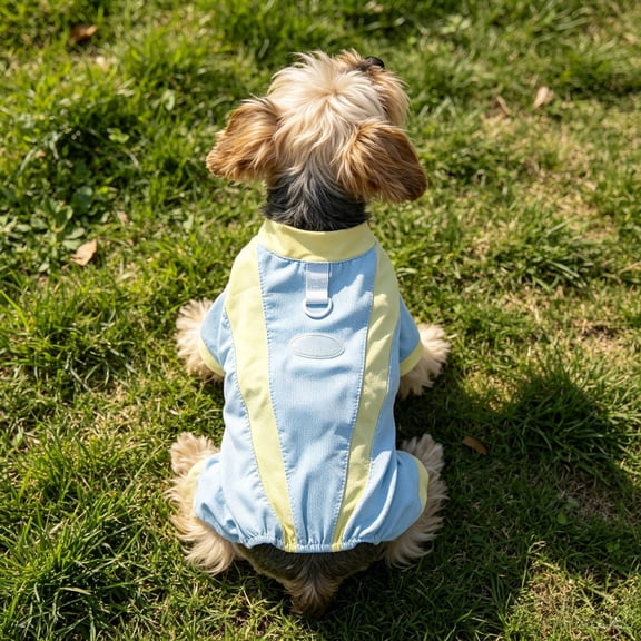 Breathable Mesh Dog Sun Protection Jumpsuit with D-Ring, Summer Cooling Pet Clothes for Small Dogs, Lightweight 4-Leg Puppy Outfit, Quick Dry Dog Sunsuit for Yorkie, Maltese, Outdoor Use