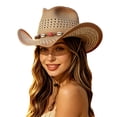 thumbnail image 3 of jiaxiM Straw Cowboy Hats for Women and Men Wide Brim Woven Cowboy Hat Western Cowgirl Hats Women for Country Concert Outfits, 3 of 5