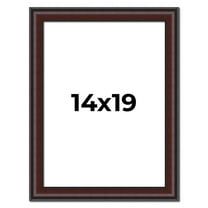 14x19 Frame Brown Round Mahogany Solid Wood Picture Frame | 1.625 Inch Moulding Width | with UV