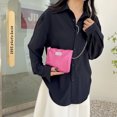 thumbnail image 3 of Bolso de mujer PU Bolso de hombro simple Bolso de mensajero cuadrado de color sólido (Rosa roja), 3 of 6