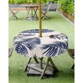 thumbnail image 3 of Outdoor Tablecloth Tropical Palm Round Patio Tablecloths 60 Inch, Waterproof Outside Table Cloths with Umbrella Hole and Zipper, Blue Leaves Vintage Summer Table Cover for Outdoor Tables Garden, 3 of 6
