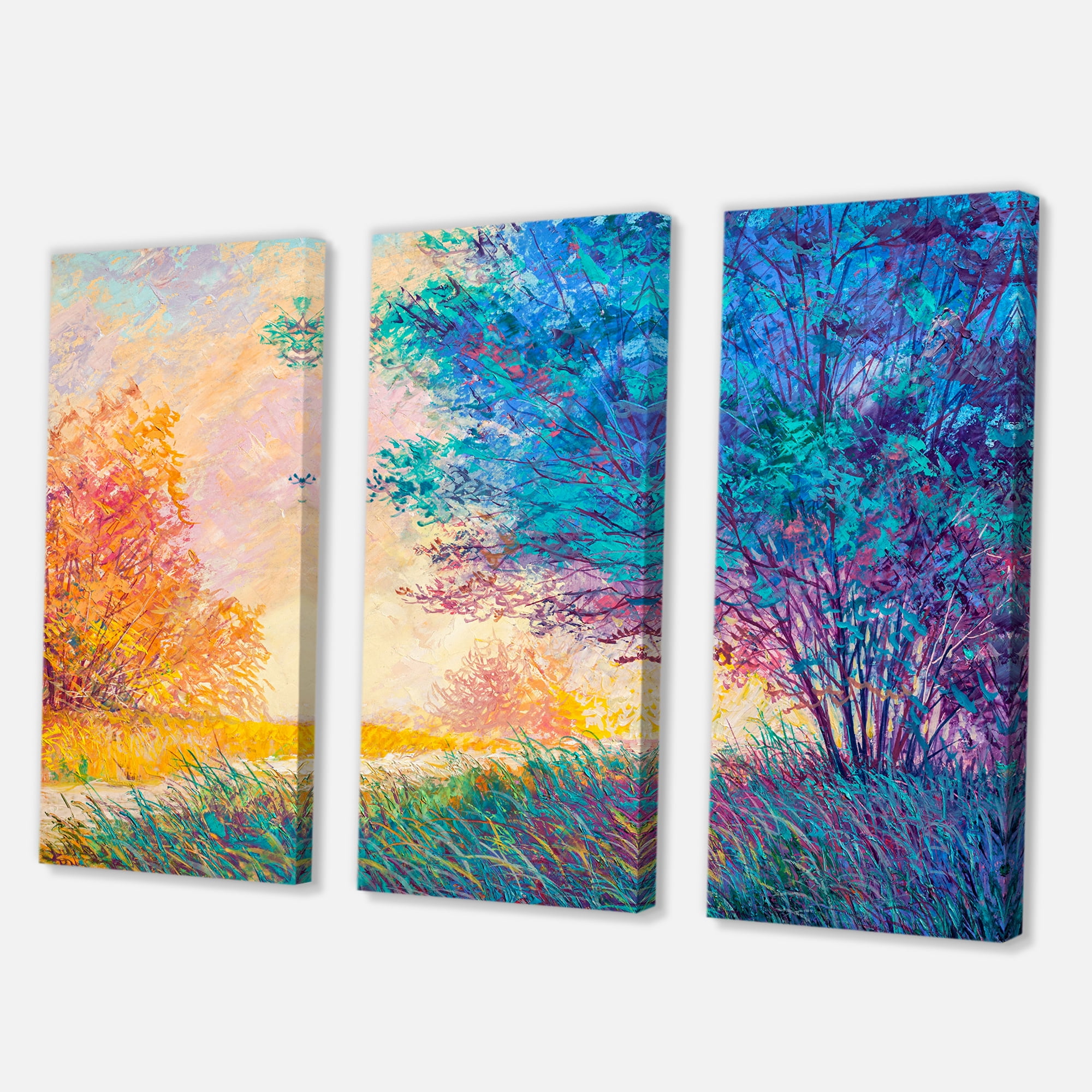 Designart ' Sunset In Autumnal Forest Landscape ' Traditional Canvas Wall Art Print