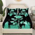 thumbnail image 3 of YST Green Rose Bed Sheets Set for Girls,Glitter Sequins Pattern Sheet Set Full,Romantic Rose Sheets,Rustic Rose Leaf Flat Fitted Sheet with 2 Pillowcases Deep Pockets, 3 of 5