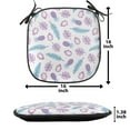 thumbnail image 5 of Dragon Chair Seating Cushion Set of 12, Repeating Pattern of Fruits and Feathers Pineapples Tropical, Seat Pads for Office with Anti-slip Backing, 16"x16", Pale Pink Pale Blue, by Ambesonne, 5 of 7
