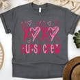 thumbnail image 1 of Nurse Crew T-Shirt with Pink Heart Stethoscope Design, Dark Heather, Size M, 1 of 6