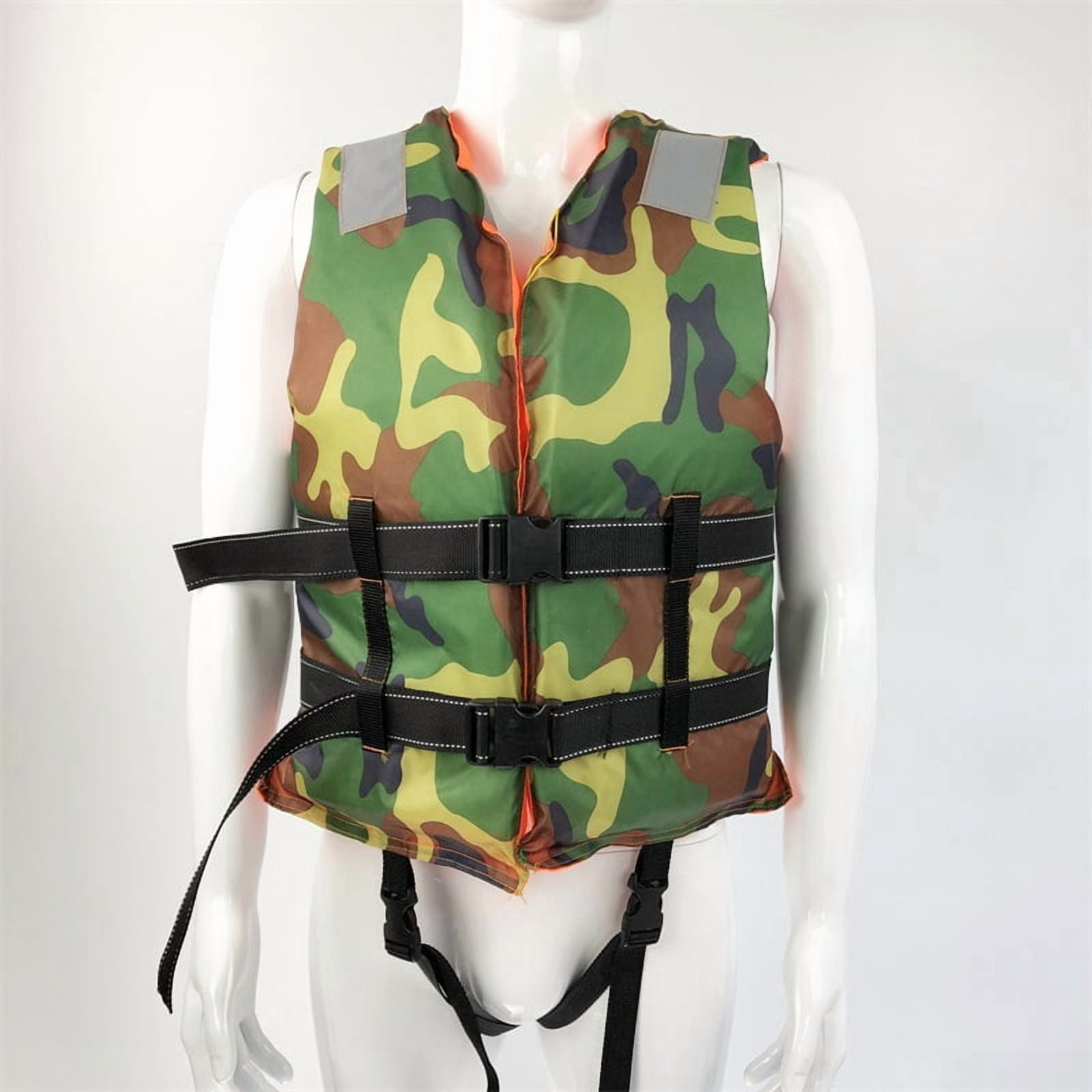 2025 Two-way wear adult camouflage life jacket for swimming, rafting, flood prevention, fishing, life jacket, flood relief, one size fits all