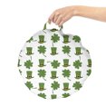 thumbnail image 2 of Clover Round Floor Cushion with Handle, Irish Themed Cartoon Pattern Leprechaun Hat and Shamrock, Decorative Pillow for Living Room & Dorms, 18" Round, Olive Green Pale Orange, by Ambesonne, 2 of 4