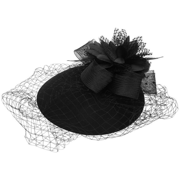 PAMINGONO 1Pcs Ladies Fascinator Wedding Hat Black Gauze Headwear for Parties