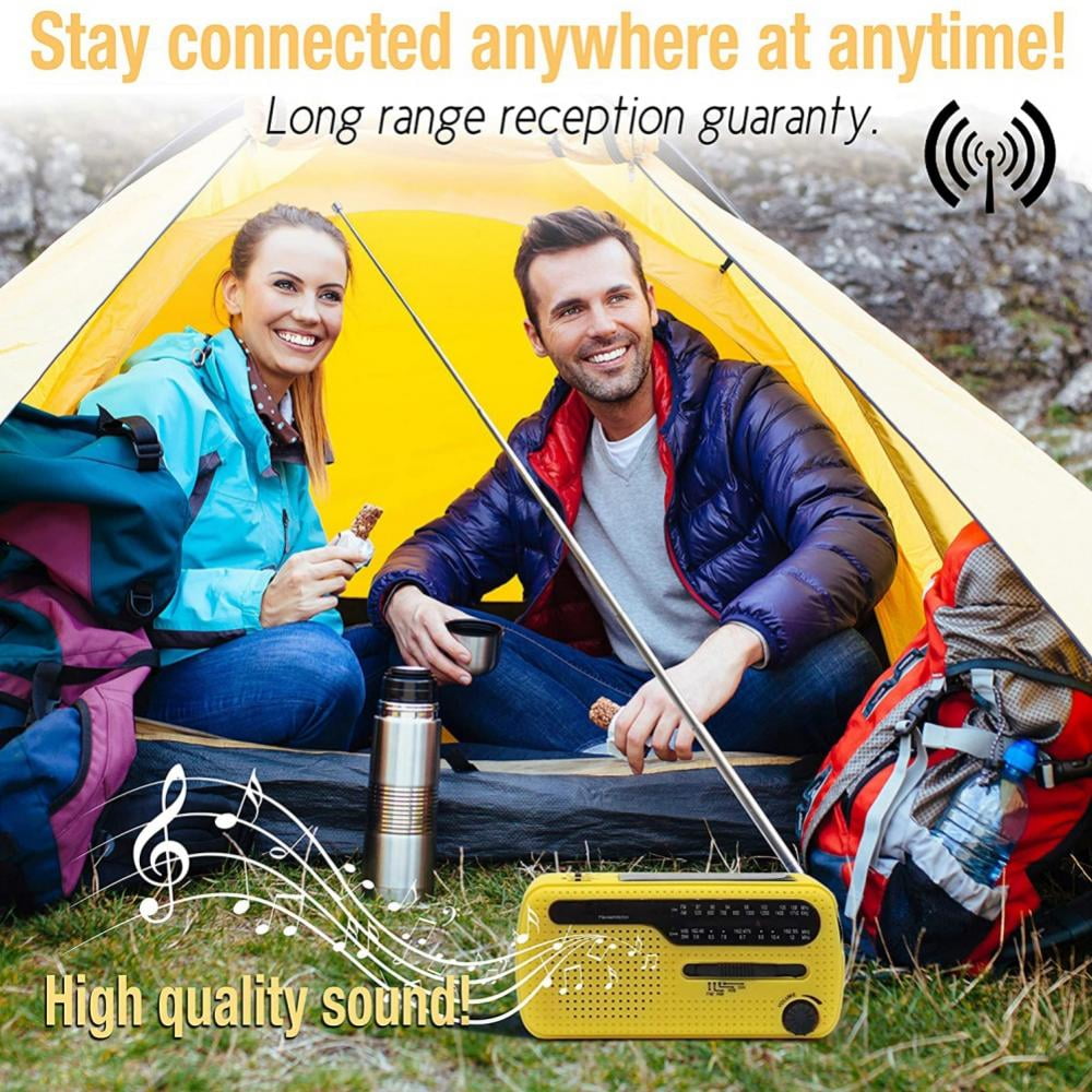 Multiple Ways to Charge Best NOAA Weather Radio for Emergency by Kozo Self Powered by Dynamo Hand Crank & Solar Panel Red Long Antenna to Pick Up Reception Everywhere 