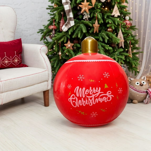Yuhsdv 24 Inch Giant PVC Inflatable Christmas Ball Ornaments Large Xmas Blow Ball Decorations Inflatables Holiday Decorations Christmas Decor for Home Outdoor