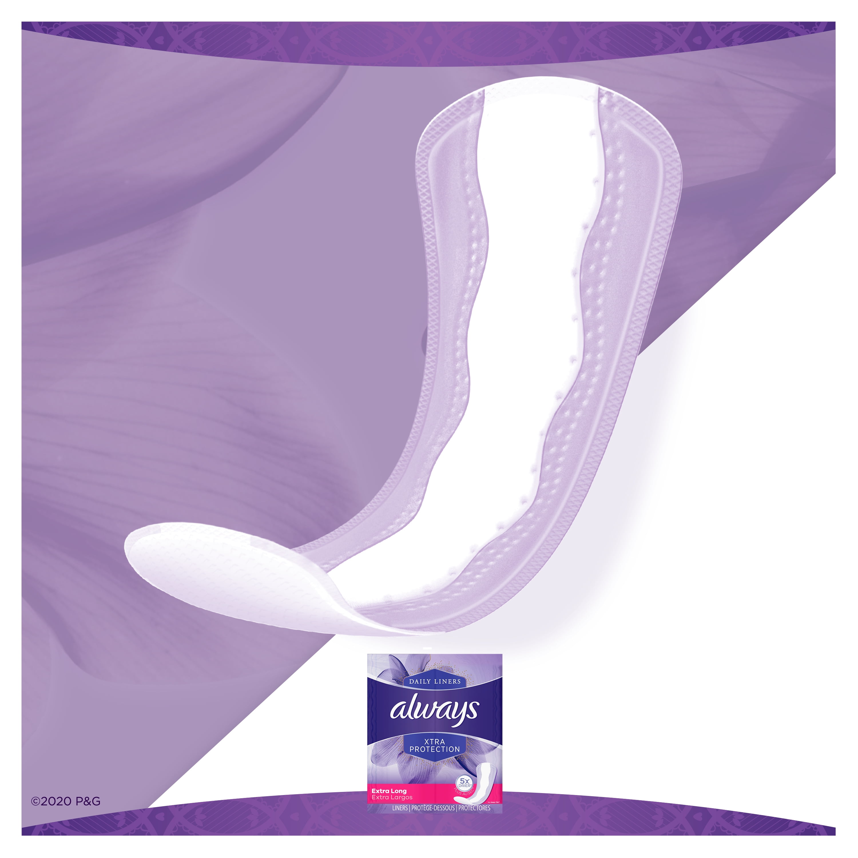 Always Xtra Protection Extra Long Daily Liners, 92 ct | 2 Packs - 184  counts total
