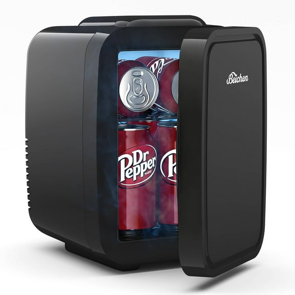 BEICHEN Mini Fridge, 4L/6 Can Small Refrigerator for Bedroom, Car, Office & Dorm,110V AC/ 12V DC Thermoelectric Cooler and Warmer for Cosmetics, Beverage and Food, Black