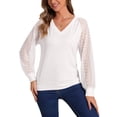 thumbnail image 1 of INSPIRAR CHIC Blusa de Manga de Encaje para Mujeres Casual Trabajo Oficina Top Camisa XL Blanca, 1 of 5