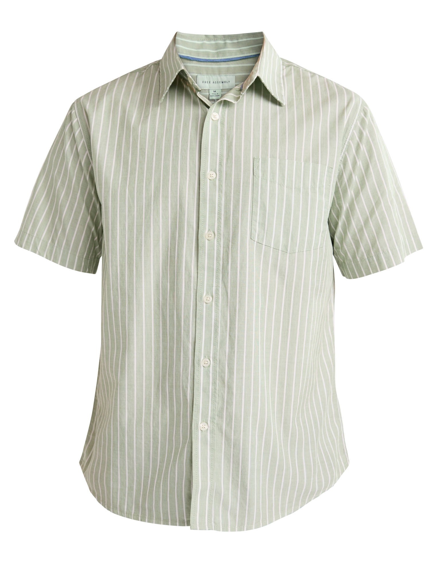 Free Assembly Men’s Heathered Button Front Shirt with Short Sleeves, Sizes XS-3XL