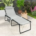 thumbnail image 4 of Gymax Folding Reclining Lounge Chaise 4-Position Backrest Portable Beach Chair Grey, 4 of 8