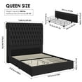 thumbnail image 5 of Homfa 54.7" Tall Headboard Bed Frame, Queen Size Storage Bed with Tall Headboard, Tall Upholstered Bed with Footboard and Drawers, Black, 5 of 7