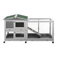 thumbnail image 2 of YODOLLA Indoor Rabbit Hutch with Run, Small Animal Cage with Removable Leak-Proof Tray & Easy-Move Wheels for Rabbits or Guinea Pigs, 2 of 8