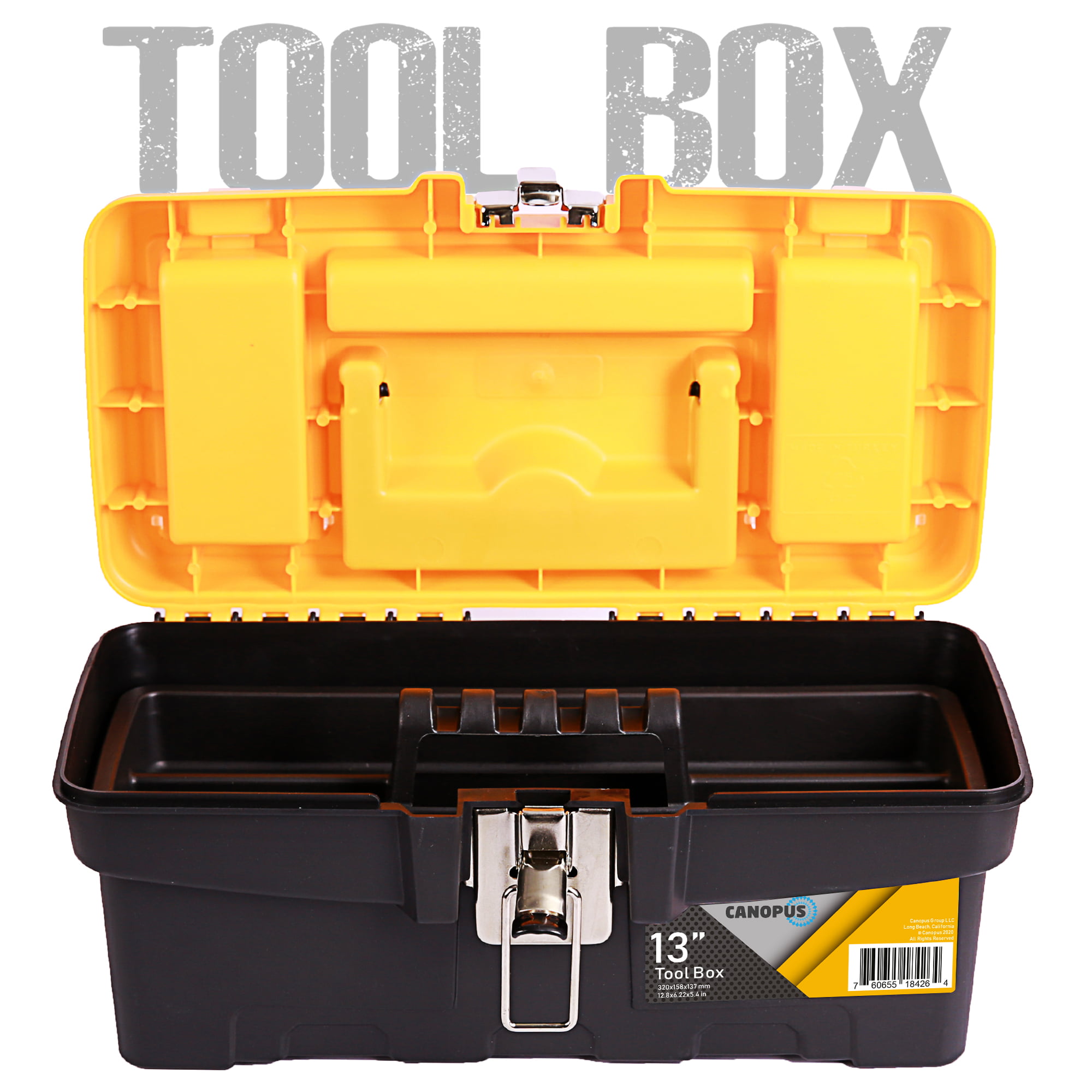 Goodyear, 13 Inch Small Tool Box with [Removable Side Comportment] Plastic  Box with Handle, Tool Organizer Storage Box, Removable Inner Tray