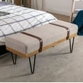 thumbnail image 2 of SYNGAR Shoe Bench Ottoman Benches, Entryway Bench Upholstered with Linen Cushion and Solid Wood Frame, Ottomans Footstool Bedroom Bench for Living Room Hallway Gray, LJ2423, 2 of 9