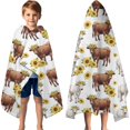 thumbnail image 3 of Highland Cow Sunflower Cow Pattern Hooded Bath Towel，60"x35" for Ages 3 To 12 Kids, Quick Dry Lightweight Soft Microfiber Hood Beach Towel Cover Up for Kids, 3 of 7