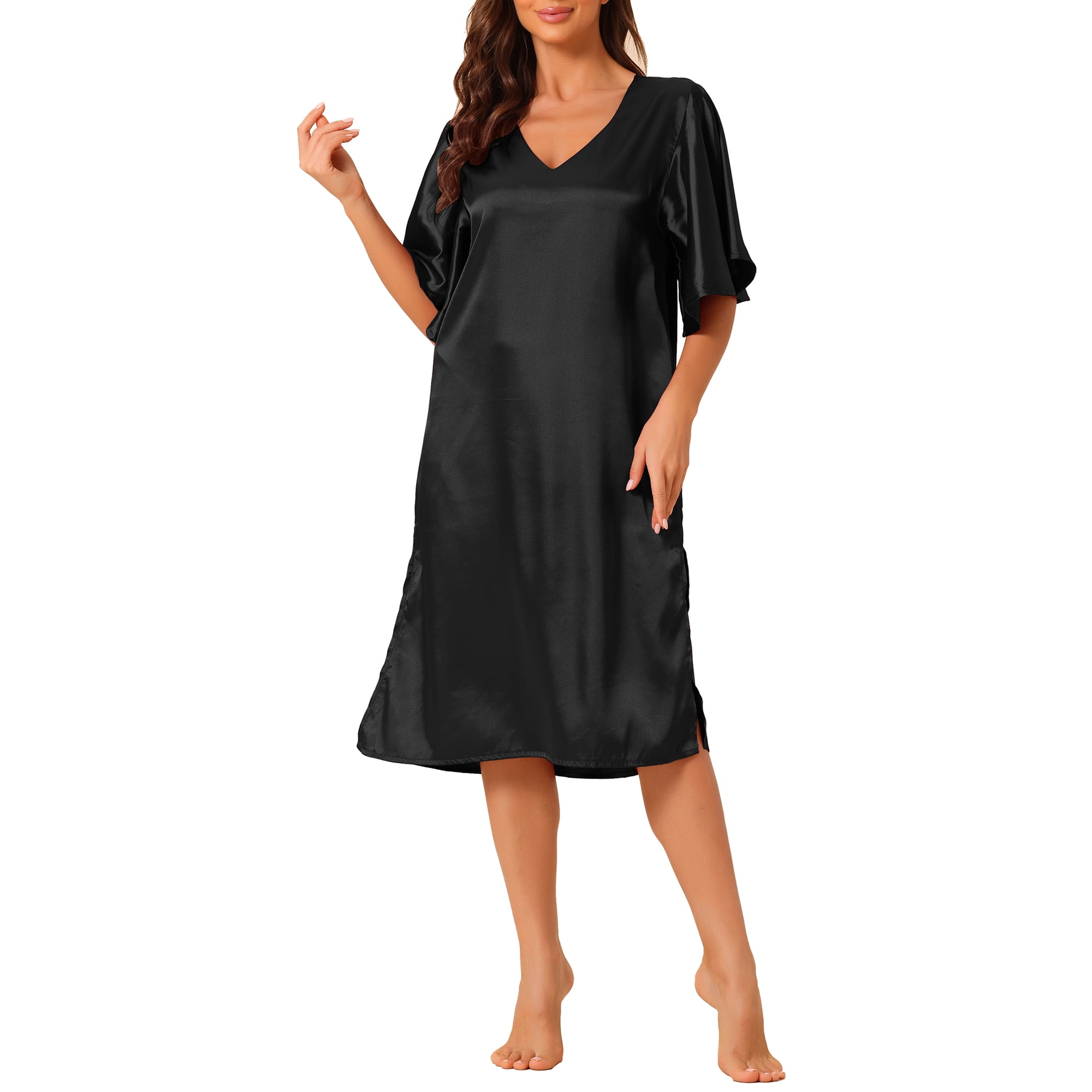 cheibear Nuisette en Satin pour Femmes Robe de Nuit Évasée à - Main Image