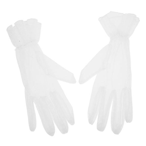 STRANDCHIC White Mesh Cosplay Gloves for Women, 1 Pair, Lightweight Costume Accessory for Parties and Events