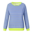 thumbnail image 4 of hxobax Women's Striped Sweatshirts Colorblock Crewneck Long Sleeve Pullover Tops Tunic Raglan Shirts, 4 of 5