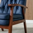 thumbnail image 5 of Fabric Upholstered Solid Wood Lounge Chair, Mid-Century Single Arm Sofa Chair Vintage Modern Solid Wood Arm Decorative Chair Navy Blue, 5 of 20