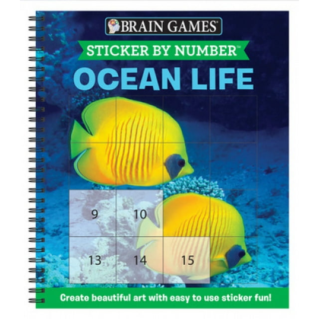 Brain Games - Sticker by Number: Ocean Life (Easy - Square Stickers): Create Beautiful Art with Easy to Use Sticker Fun! (Brain Games - Sticker by Number)
