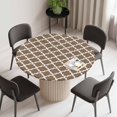 thumbnail image 2 of Round Fitted Tablecloth with Elastic Edge, Brown Moroccon Waterproof Table Cloth Table Cover for 36"-44" Tables, Retro Country Minimalist Abstract Motifs Tablecloths for Dining Picnic Party Outdoor, 2 of 9