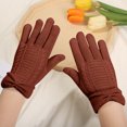 thumbnail image 2 of UTSJKR Womens Winter Knit Gloves Fashion Warm Thick Lined Warm Touchscreen Gloves Bow Elastic Cuff Knit Thermal Glove Brown, 2 of 6