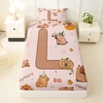 thumbnail image 3 of Erosebridal Monogrammed L Twin Sheet Sets for Kid, Capybara Lover Bedding, 3pcs, 3 of 5