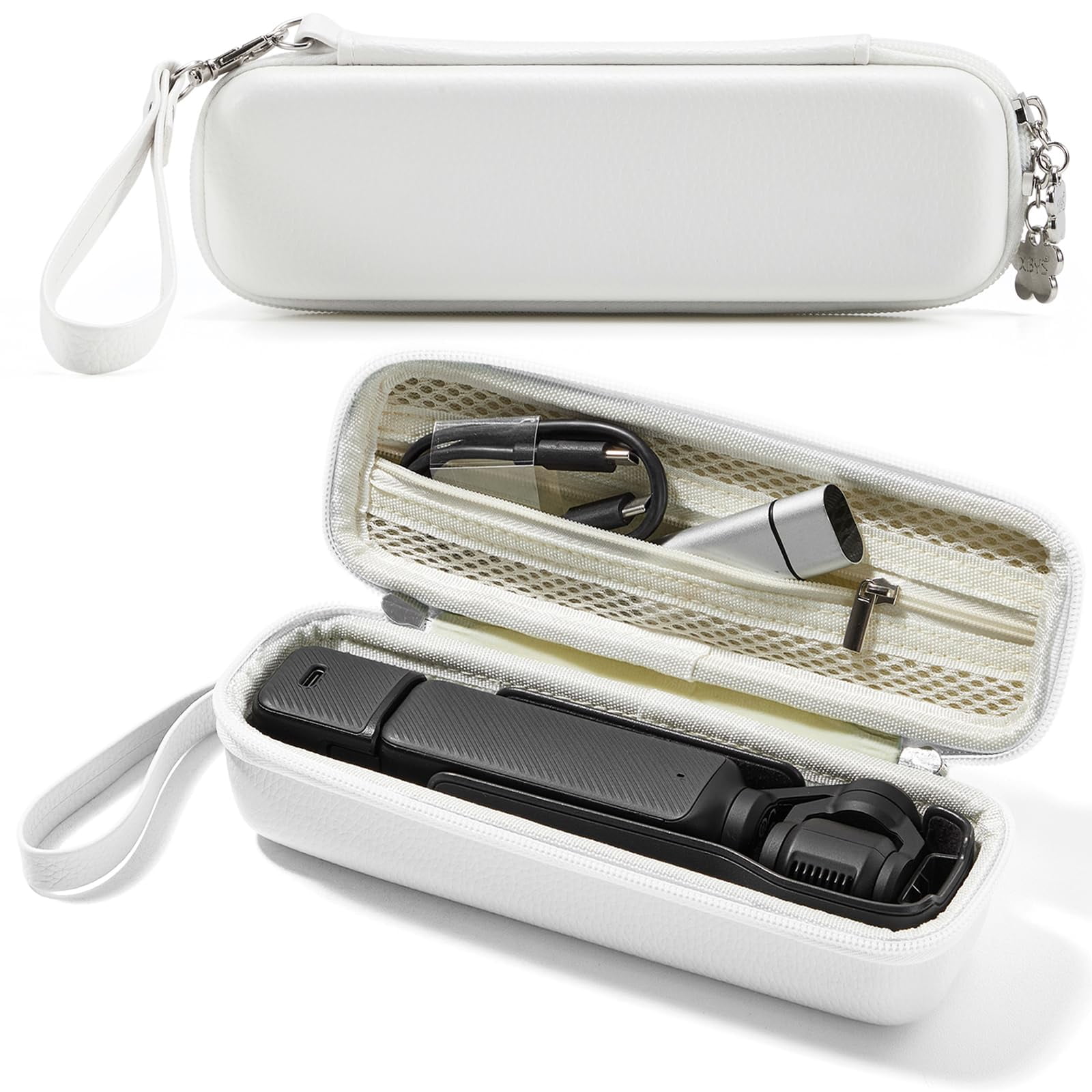 Hard Carrying Case for DJI Osmo Pocket 3 & Accessories, Small, Fits DJI Osmo Pocket 4 and Xtra Muse Camera, Protective Storage Bag with Wrist Strap and Zippered Mesh Pocket-White