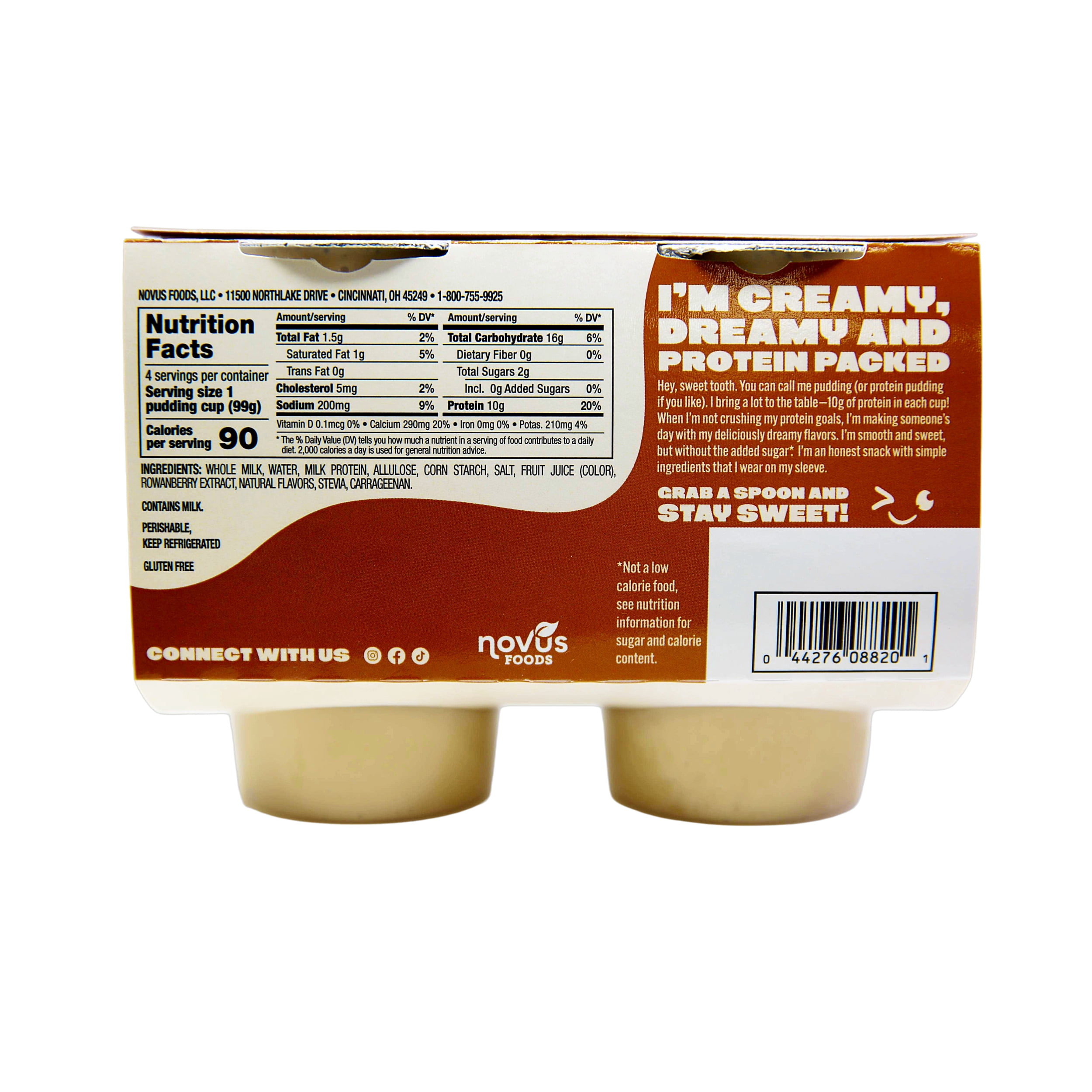 Winky Salted Caramel Protein Pudding, Refrigerated, Plastic Cup, 14oz, 4Pack