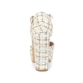 thumbnail image 2 of BLISSFUL STEP Women's Plaid Platform Ankle Strap Block Heel Mary Janes Pumps White Gold 7, 2 of 7