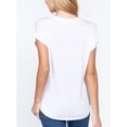 thumbnail image 4 of Women Casual Loose Fit V-Neck Cuff Dolman Sleeve Drop Shoulder Jersey T-shirts Top, 4 of 5