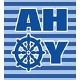 thumbnail image 3 of Reveal Party Duvet Cover Set, Ahoy Written with Nautical Wheel Striped Design Modern Simplistic, Decorative 2 Piece Bedding Set with 1 Pillow Shams, Twin Size, Pale Blue White Blue, by Ambesonne, 3 of 3