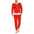 thumbnail image 3 of Renewold Matching Pajama Sets for Family Christmas Elf Snowflake Scoop Neck Home Wear Shirt Size 3XL Soft Men Pullover Tops & Long Pant Bottom Set of 2,Red, 3 of 5