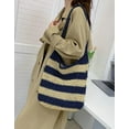 thumbnail image 2 of Kukuzhu Summer Hand-Woven Beach Straw Bag Women Fashion Large Stripe Travel Holiday Shoulder Bag Tote Bag, 2 of 6
