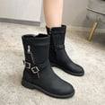 thumbnail image 7 of OKBOP Women's Low-Heeled Mid Calf Boots-Hiking Christmas Slip On Boots for Women Retro Walking Shoes Women Winter Warm Womens Boots Clearance, 7 of 7