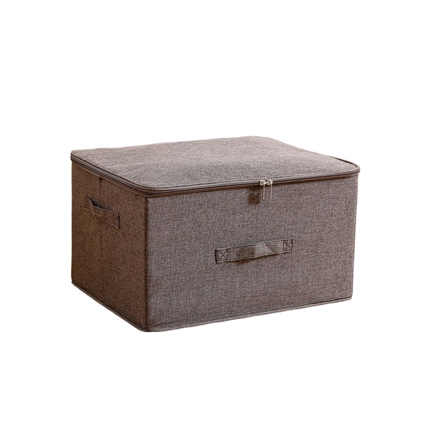 Caja de almacenamiento de ropa para el hogar, dormitorio, organizador de ropa interior de algodón y lino con tapa Simple, contenedor de Almacenamiento y organización del hogar Café, 45*35*25 CM L Naiovety HA077426-04