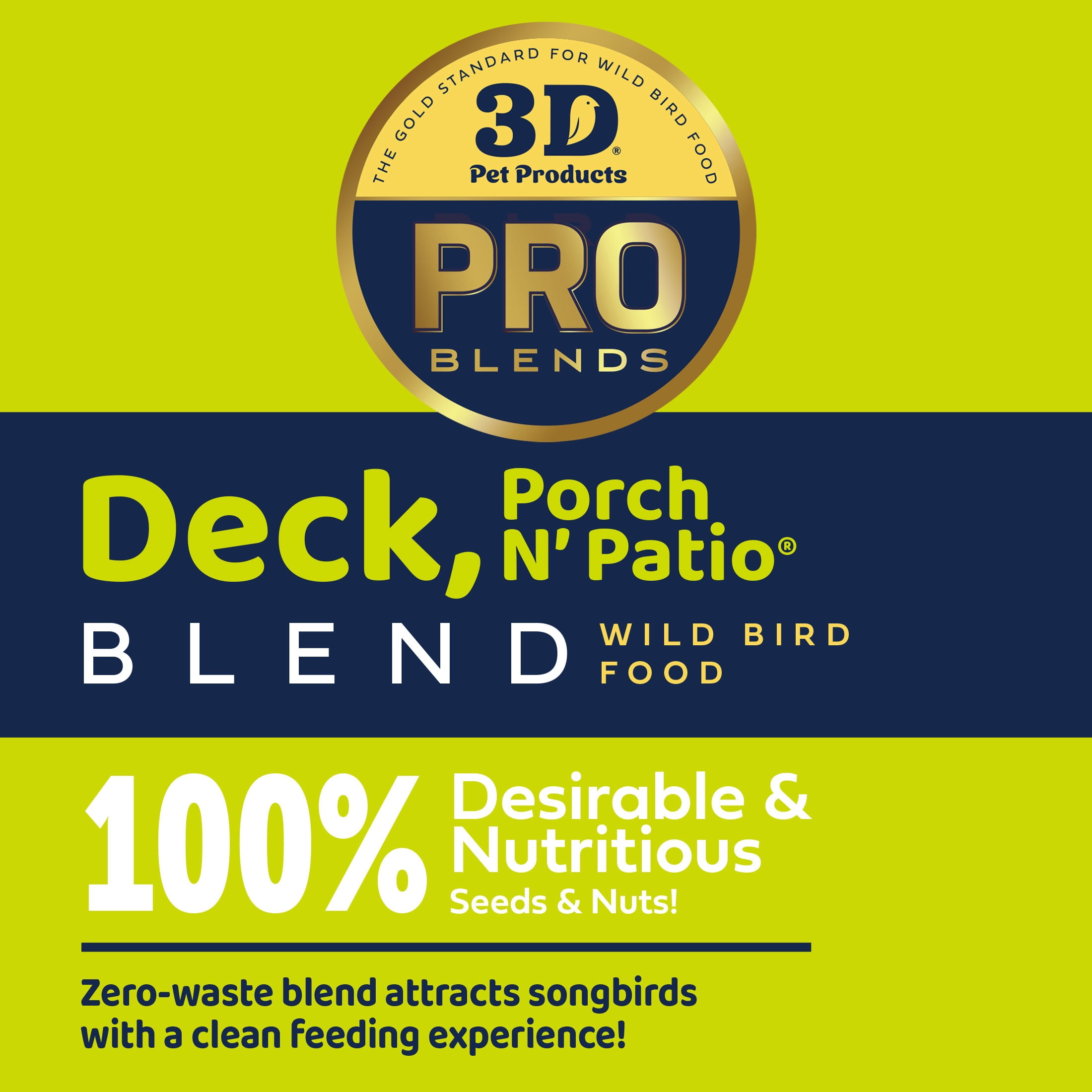 3-D Pro Blends Deck Porch N Patio® Zero-Waste® Blend, Wild Bird Seed Mix, 5 Pounds