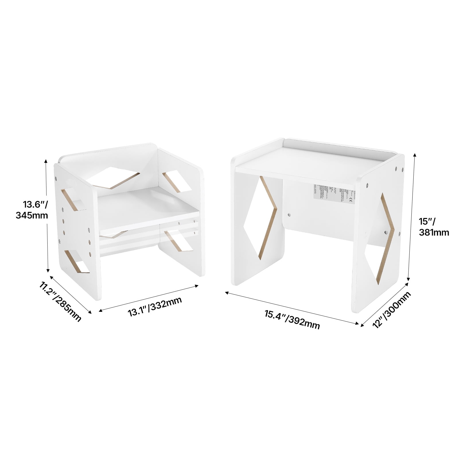 VEVOR Montessori Weaning Table and Chair Set, Wooden Toddler Table and Chair Set for Aged 1-5, Adjustable Height Kids Montessori Chair and Activity Table, Ideal for Reading, Eating, Playing - White