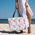 thumbnail image 3 of Wukai Red Squirrel And Blue Rabbit Print Zipper Bag,large Beach Tote Bag,Waterproof Sandproof Bag,Grocery and Picnic Tote Travel Bag, 3 of 5