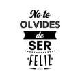 thumbnail image 1 of Vinil Decorativo Adhesivo P/Pared MarkProMX Negro Hogar 60x90cm PrevenShopMX Frase Felicidad No te olvides de ser feliz, 1 of 3
