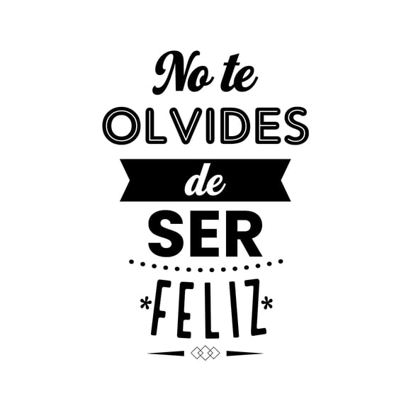 Vinil Decorativo Adhesivo P/Pared MarkProMX Negro Hogar 60x90cm PrevenShopMX Frase Felicidad No te olvides de ser feliz