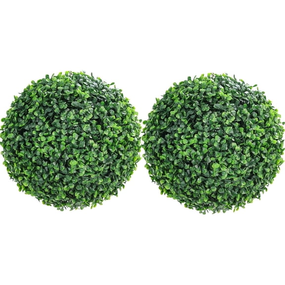 EastVita 2 Pcs 42CM Faux Boxwood Balls, Artificial Plant Topiary Balls Outdoor, Fake Green Plants Decorative Spheres for Front Porch Garden Backyard Blacony Wedding Home Decor