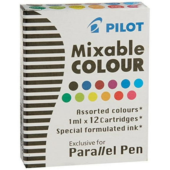 3 BOXES: Pilot Parallel Pen Ink Refills for Calligraphy Pens, Assorted Colors, 12 Cartridges per Pack (77312)