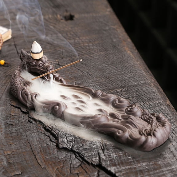 1pc Purple Clay River & Dragon Backflow Incense Burner, Feng Shui Home Decor (Without Incense)
