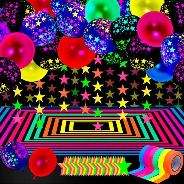 Artículos de fiesta para Skylety que brillan en la oscuridad con globos de neón